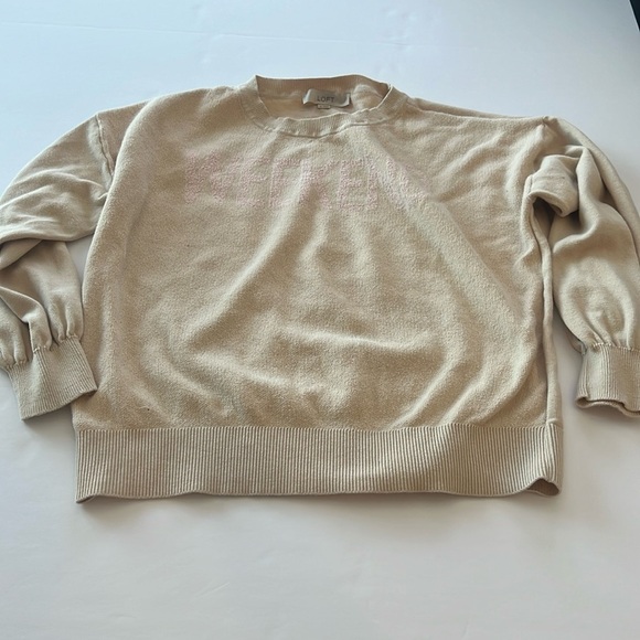 LOFT Sweaters - Ann Taylor LOFT WEEKEND Sweater Size Medium Beige Pink Drop Shoulder